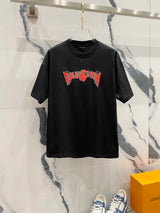 Balenciaga T-shirt Branded Red Letters LOGO Embroidered Crew Neck Short Sleeve Pure Cotton Unisex T T-shirt OS Loose Fit T-Shirt Casual Simple Base Shirt