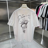 Givenchy T-shirt Backside Handwritten Letter Pattern Print logo round Neck Short Sleeve25ss New Pure Cotton Unisex Style T Casual T-Shirt Base Layer Shirt OS Loose Fit Half Sleeve Top Plus Size