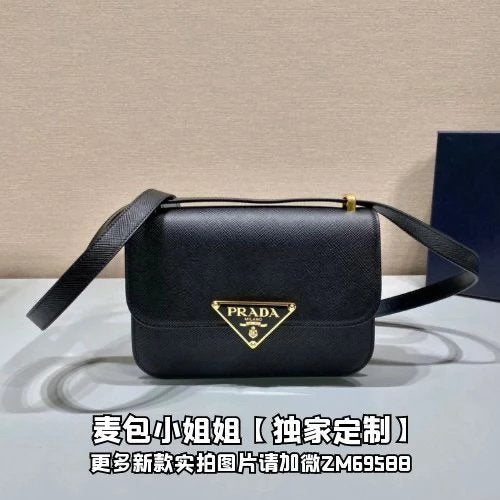 PRADA Bag Top version Original Order2022Autumn and Winter New Series Latest Stewardess Bag Imported Cross Pattern Cowhide Triangle Logo Badge Retro Flap Bag Flap Bag Handbag Hand Bag Backpack Shoulder Bag Messenger Bag Women's Bag Women's Bag1BD320