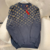 Louis Vuitton LV Sweater Gradient Crew Neck Sweater Long Sleeve Pullover Thickened Lazy Style OS Loose Fit Casual Jacket for Men and Women, Versatile Inner Layer
