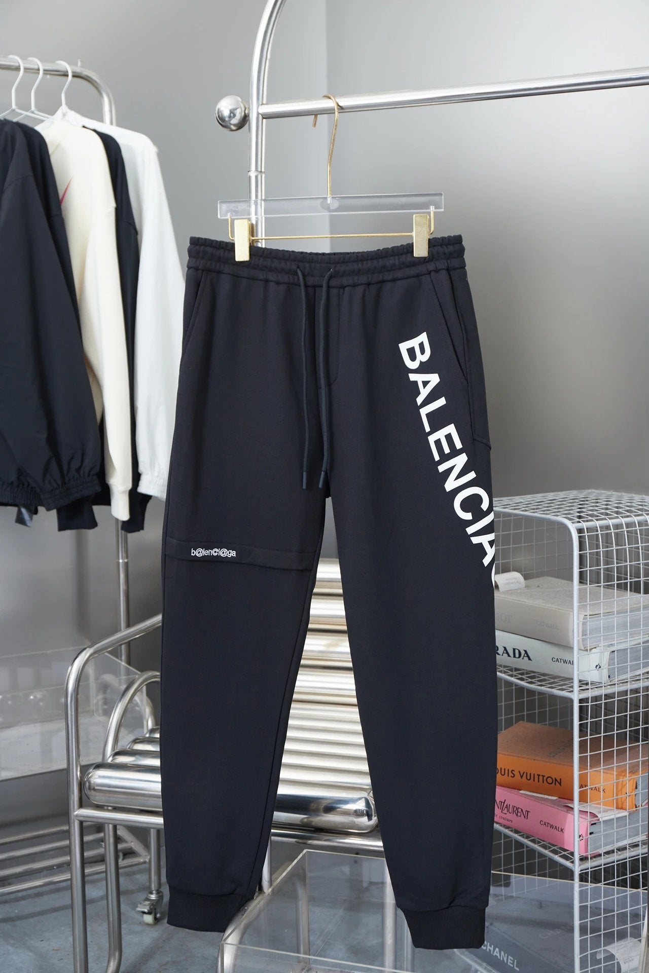 Balenciaga Sweatpants Letters logo Drawstring Jogger Sweatpants for Men and Women, Autumn and Winter Loose Fit, High Waist, Color Block, Plus Size, Casual Pants