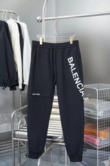 Balenciaga Sweatpants Letters logo Drawstring Jogger Sweatpants for Men and Women, Autumn and Winter Loose Fit, High Waist, Color Block, Plus Size, Casual Pants