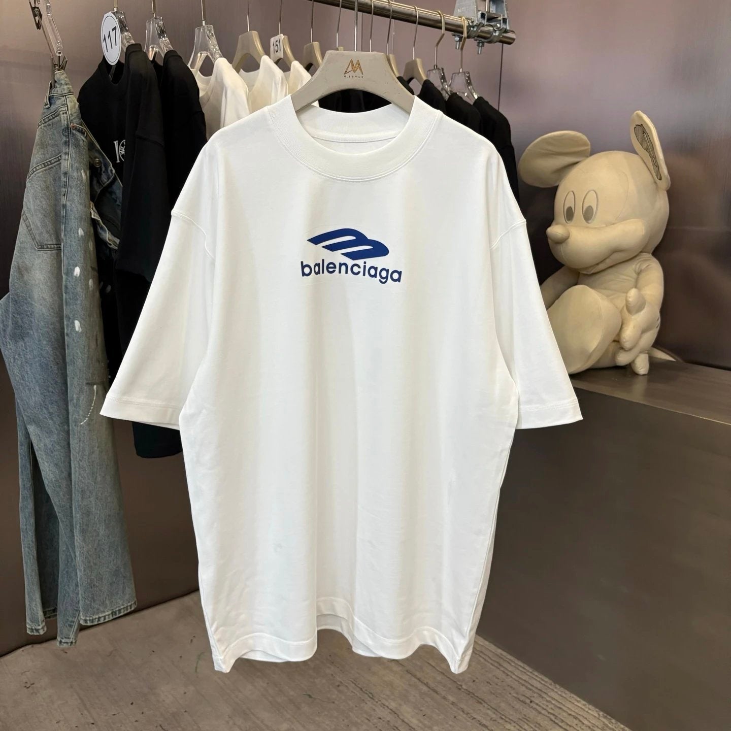 Balenciaga T-shirt Front and Rear Letter Printing logo round Neck Short Sleeve25ss New Pure Cotton Unisex Style T Casual T-Shirt Base Layer Shirt OS Loose Fit Half Sleeve Top Plus Size