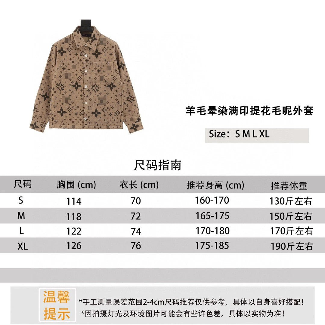 Louis Vuitton LV Jackets 24Fw Wool Blooming Jacquard Woolen Coat for Men and Women