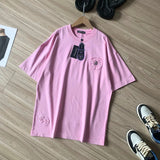 Chrome Hearts T-shirt Chest with Sanskrit Letter Embroidery logo round Neck Short Sleeve25ss New pure cotton T Unisex T-Shirt OS Loose Fit Base Shirt Top Half Sleeve T-Shirt