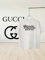Gucci T-shirt Thick Glue Signature logo round Neck Short Sleeve25ss New Pure Cotton Unisex Style T Casual T-Shirt Base Layer Shirt OS Loose design