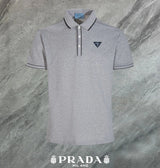 PRADA T-shirt Chest Triangle Mark logo Patch POLO Shirt Lapel Short Sleeve25ss New Unisex Style OS Loose T Summer Half Sleeve Business Shirt Plus Size T-Shirt