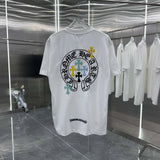 Chrome Hearts T-shirt Front and Back Burnt Flower Patchwork Embroidery logo round Neck Short Sleeve25ss New pure cotton T Unisex T-Shirt OS Loose Fit Base Shirt Top Half Sleeve T-Shirt