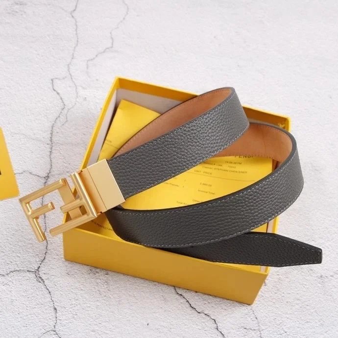 FENDI Belt Top version Belt Men's and Women's Belt Italy Imported Cowhide Leather Pure Original Leather Men's Belt Smooth Buckle Man's Belt3.8cm