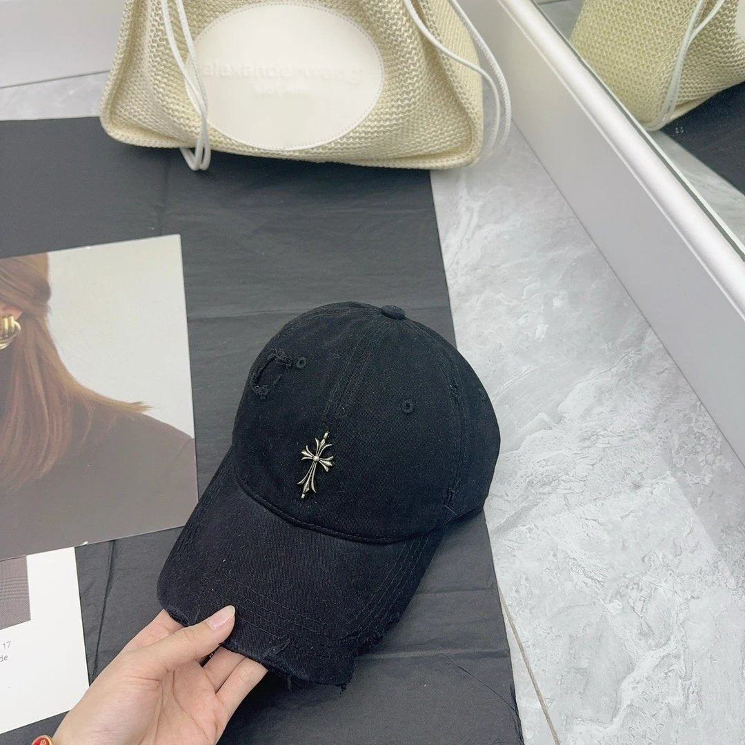 Chrome Hearts Hat Gold Label logo Baseball Cap Sunshade Sun Protection Duckbill Cap Large Head Circumference Slimming Face Curved Brim Versatile Sports Hat for Men and Women Couples Same Style