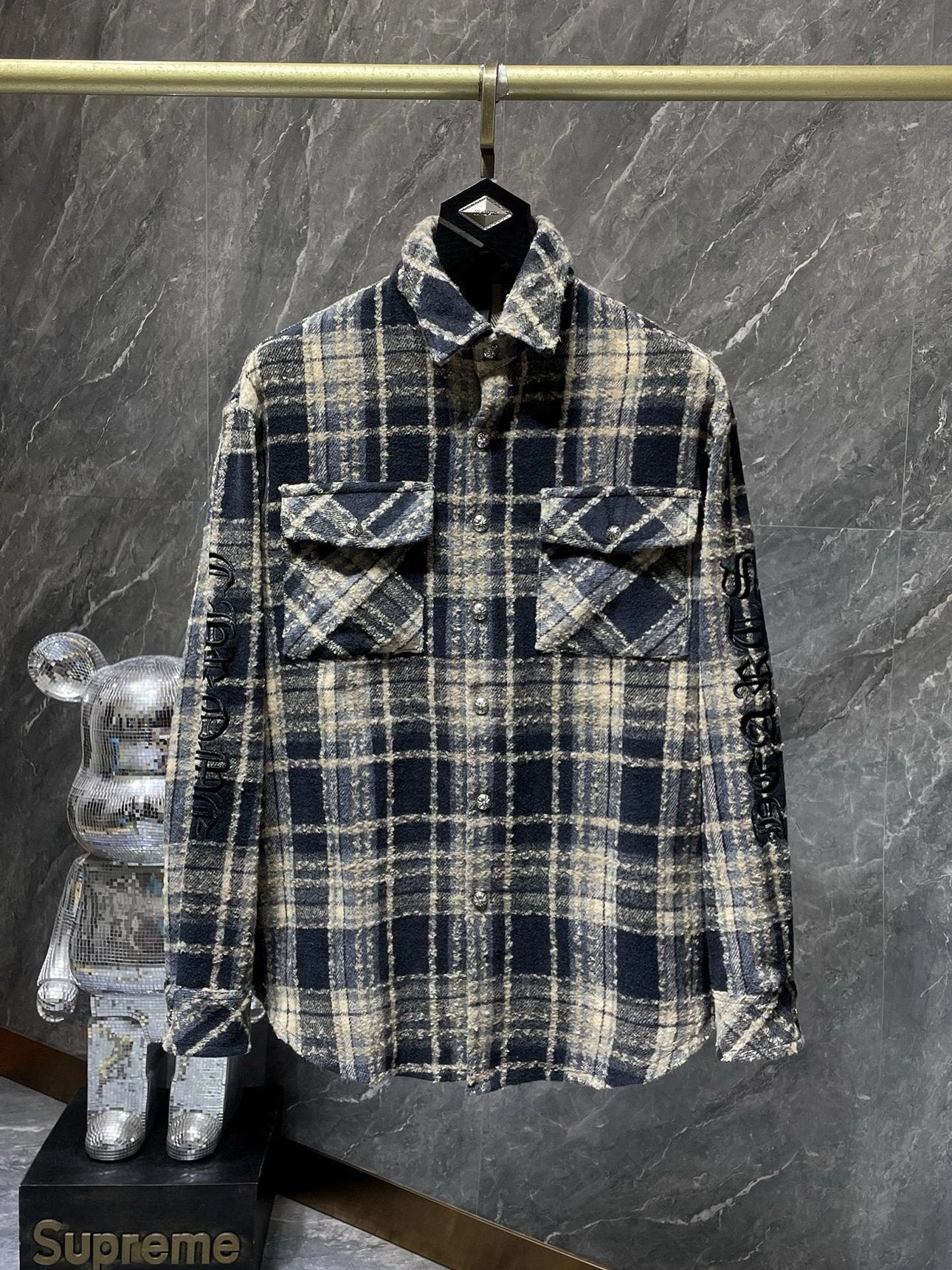 Chrome Hearts Shirt Top Version Counter Same Style Fashion Brand Long-Sleeved Shirt Men's and Women's Same Lapel Shirt Loose Casual Shirt