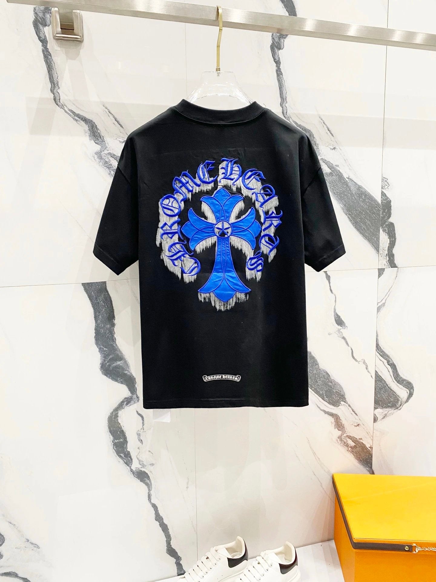 Chrome Hearts T-shirt Back Three-Dimensional Sanskrit Text Patch logo round Neck Short Sleeve25ss New Pure Cotton Unisex Style T T-shirt OS Loose Fit Base Shirt Half Sleeve T-Shirt Top Half Sleeve