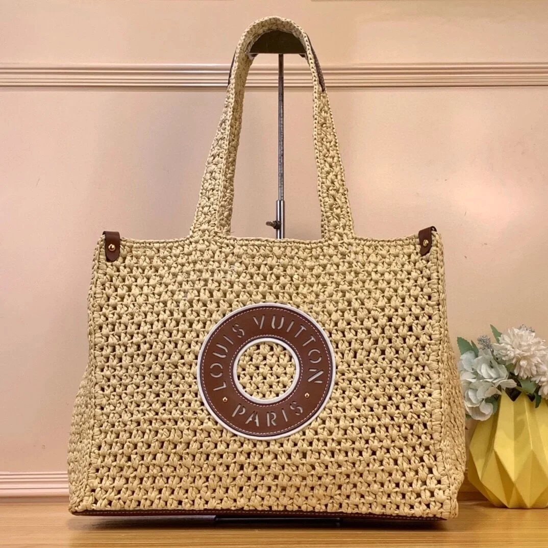 Louis Vuitton LV Women's Bag Top version 【Super Original】M24723Woven Raffia Cubic Bag Series ONTHEGO Medium Handbag Tote Bag NoeBB Bucket Bag M24722Woven Raffia NOEPURSE Bucket Handbag M83521TwistWest Handbag