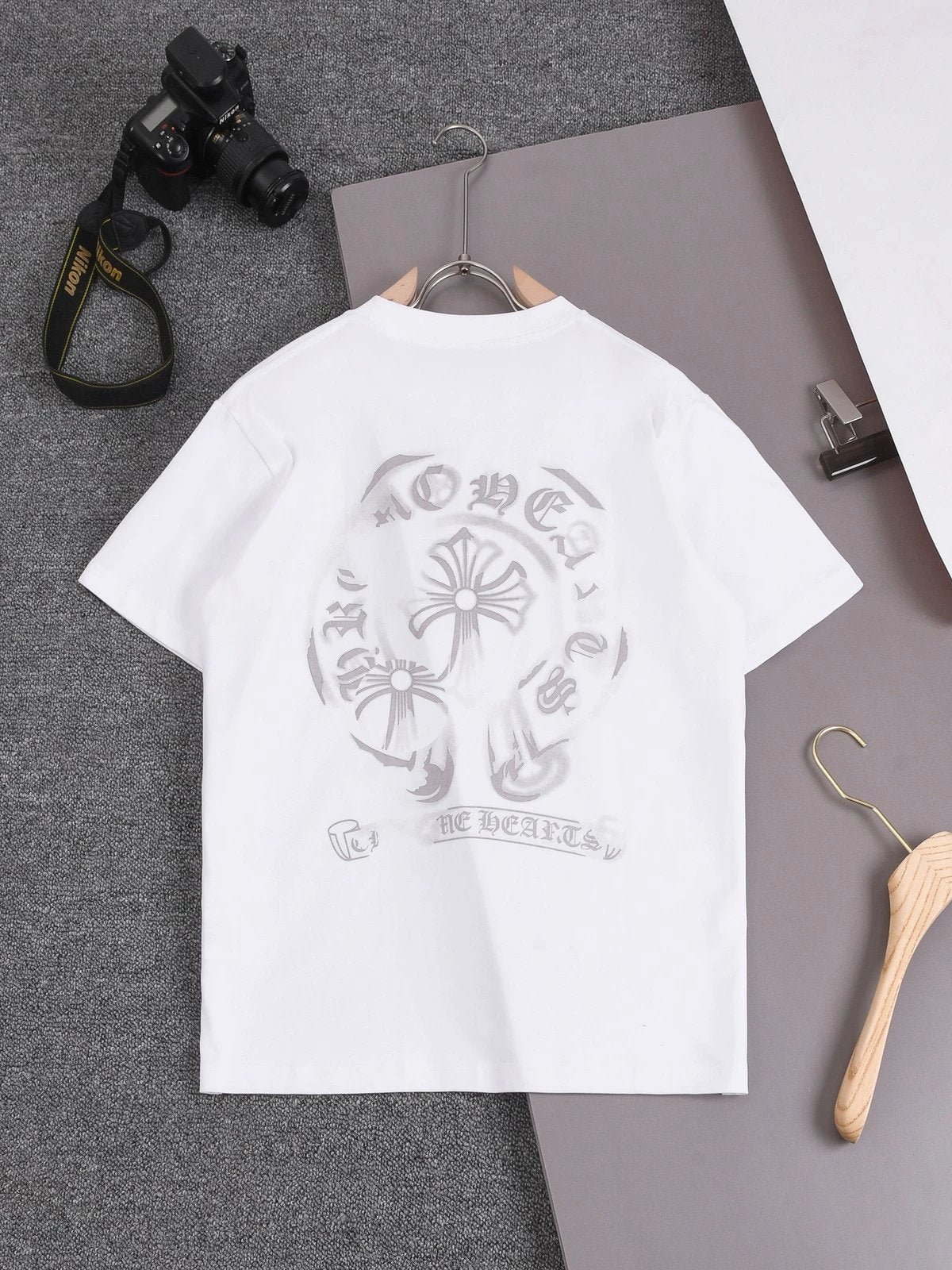 Chrome Hearts T-shirt Horseshoe logo round Neck Short Sleeve25ss New Pure Cotton Unisex Style T T-shirt Base Shirt Tee Shirt OS Loose design