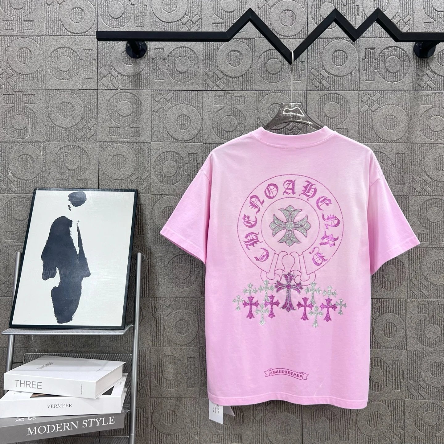Chrome Hearts T-shirt Backside Gold Stamped Sanskrit Letters logo round Neck Short Sleeve25ss New Pure Cotton Unisex Style T T-shirt OS Loose Fit Base Shirt Half Sleeve T-Shirt Top Half Sleeve