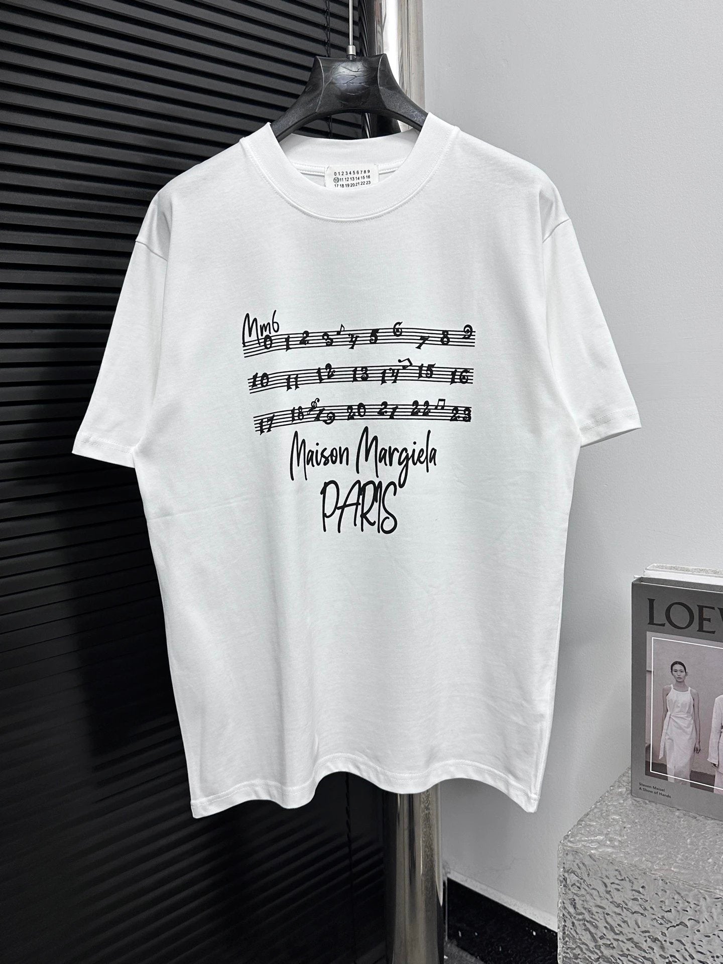 Maison Margiela T-shirt Chest Music Note Letter Print logo round Neck Short Sleeve25ss New pure cotton T Unisex T-Shirt OS Loose Fit Base Shirt Top Half Sleeve T-Shirt