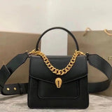 BVLGARI Bag Top version 【Original Quality】2021New Women's Bag Limited Edition Snake Head Buckle Red Enamel Snake Eye Women's Shoulder Bag/Crossbody Handbag Bag Decorated with a Snake's Head Naza Same Product Detachable Shoulder Strap