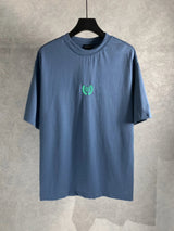Balenciaga T-shirt Double-breasted BB Wheat Embroidery logo round Neck Short Sleeve25ss New Pure Cotton Unisex Style T Casual T-Shirt Base Layer Shirt OS Loose Fit Half Sleeve Top Plus Size