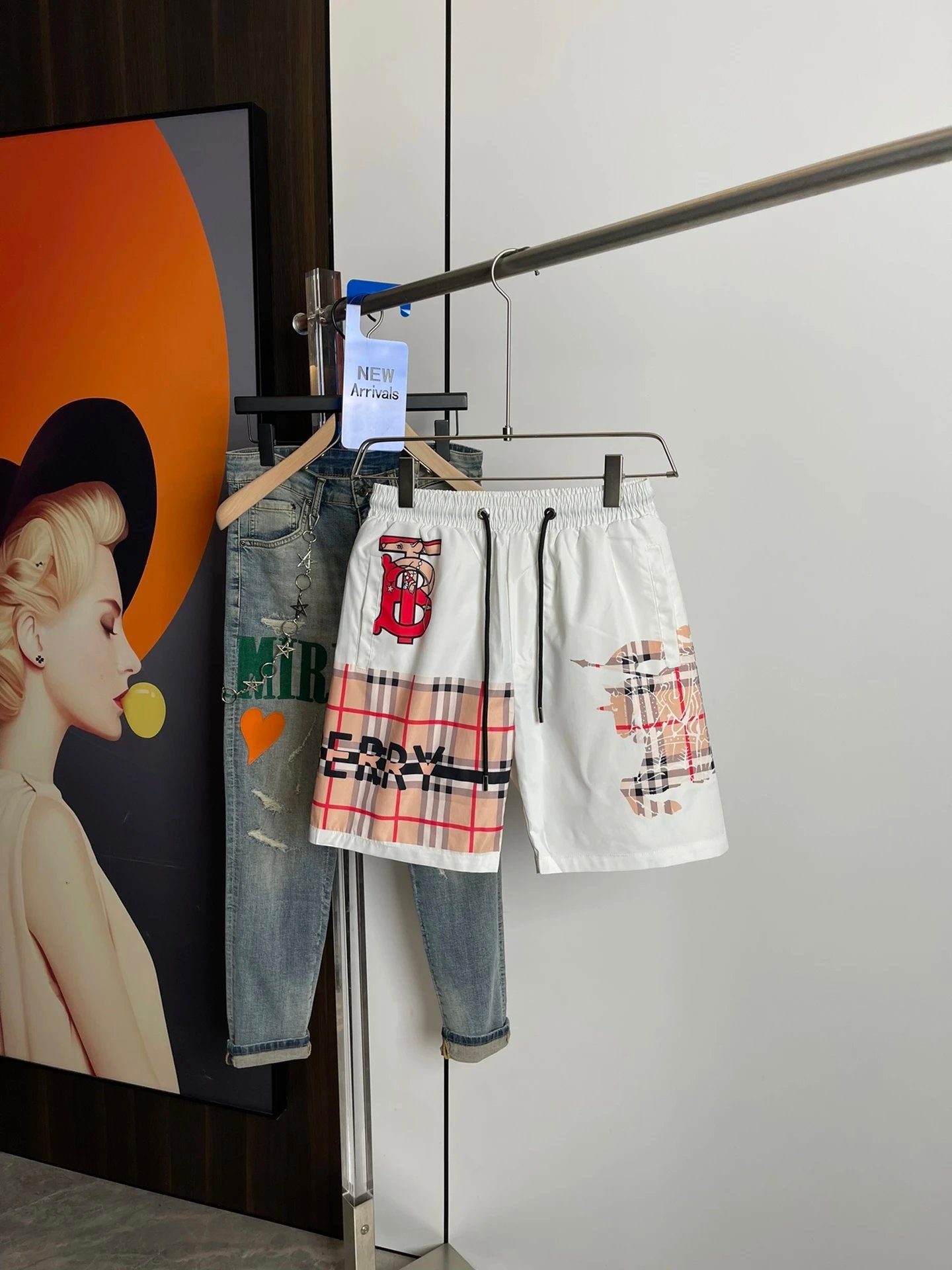Burberry Shorts Plaid Front TB Letter Printing logo Beach Shorts25ss New Arrival Five-Point Pants Casual Trendy Brand os Loose and quick-drying D Unisex Large Shorts for Men and Women5Pants