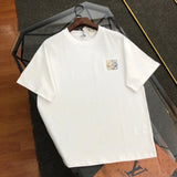 LOEWE T-shirt Chest Brand Embroidery Pattern logo round Neck Short Sleeve25ss New Pure Cotton Unisex Style T T-shirt OS Loose Fit Base Shirt Half Sleeve T-Shirt Top Half Sleeve