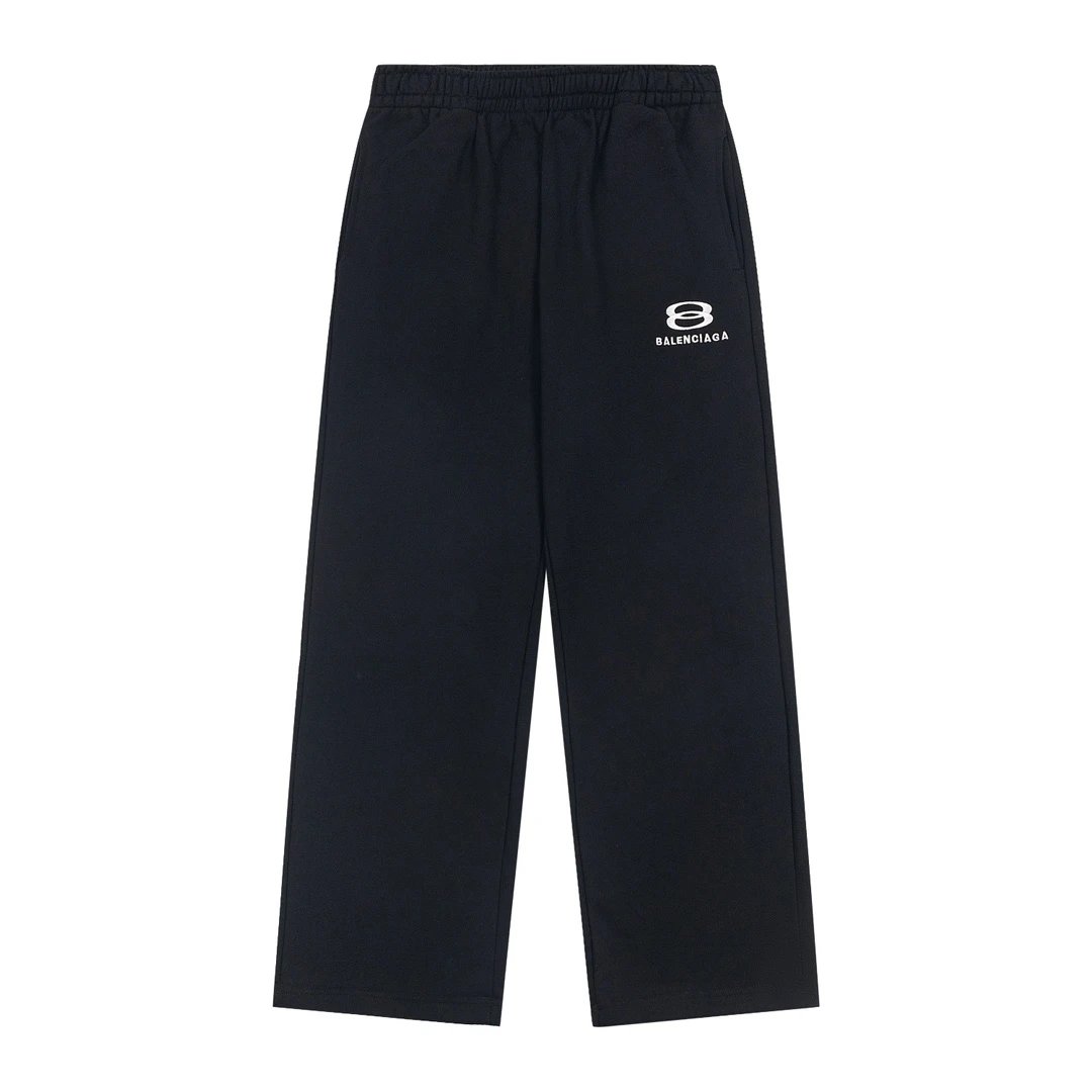 Balenciaga Sweatpants Classic8B Double Ring logo Embroidered Solid Color Versatile Casual Sweatpants Long Pants Loose Wide-leg Pants Straight-leg Pants Sports Pants Unisex Long Pants24ss Autumn and Winter New Products
