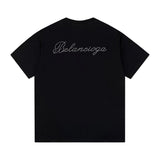 Balenciaga T-shirt Backside Rhinestone Lettering logo round Neck Short Sleeve25ss New pure cotton T Unisex T-Shirt OS Loose Fit Base Shirt Top Half Sleeve T-Shirt