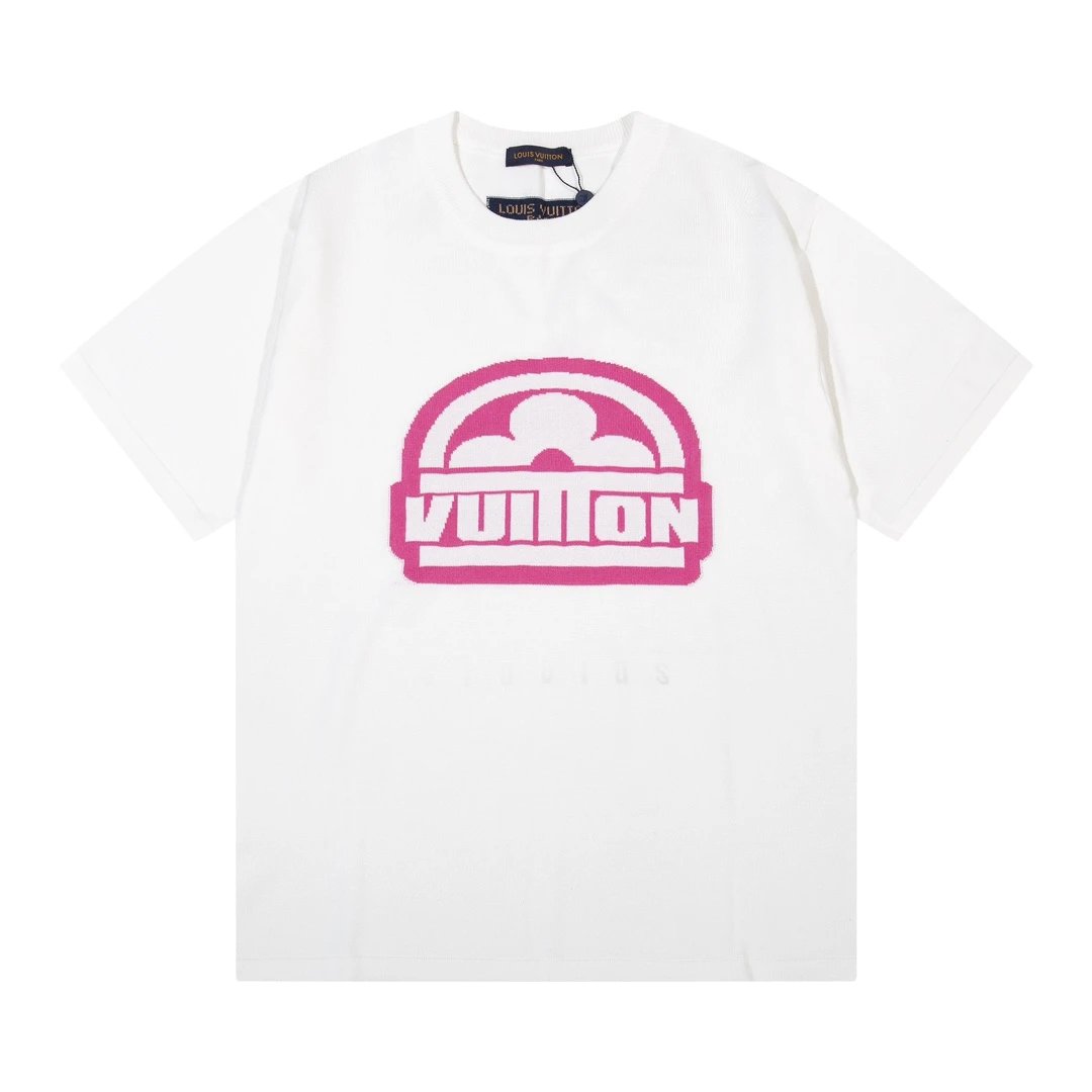 Louis Vuitton LV T-shirt Front Embroidered Knit logo round Neck Short Sleeve25ss New Pure Cotton Unisex Style T Casual T-Shirt Base Layer Shirt OS Loose Fit Half Sleeve Top Plus Size