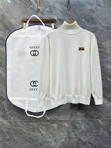 Gucci Sweater Ribbon Green logo Turtleneck Sweater Coat Unisex Outerwear Long Sleeve Soft Lazy Style OS Loose fit