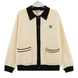 Chanel Jackets Logo Lapel Contrast Color Knitted Sweater Coat
size：S-L