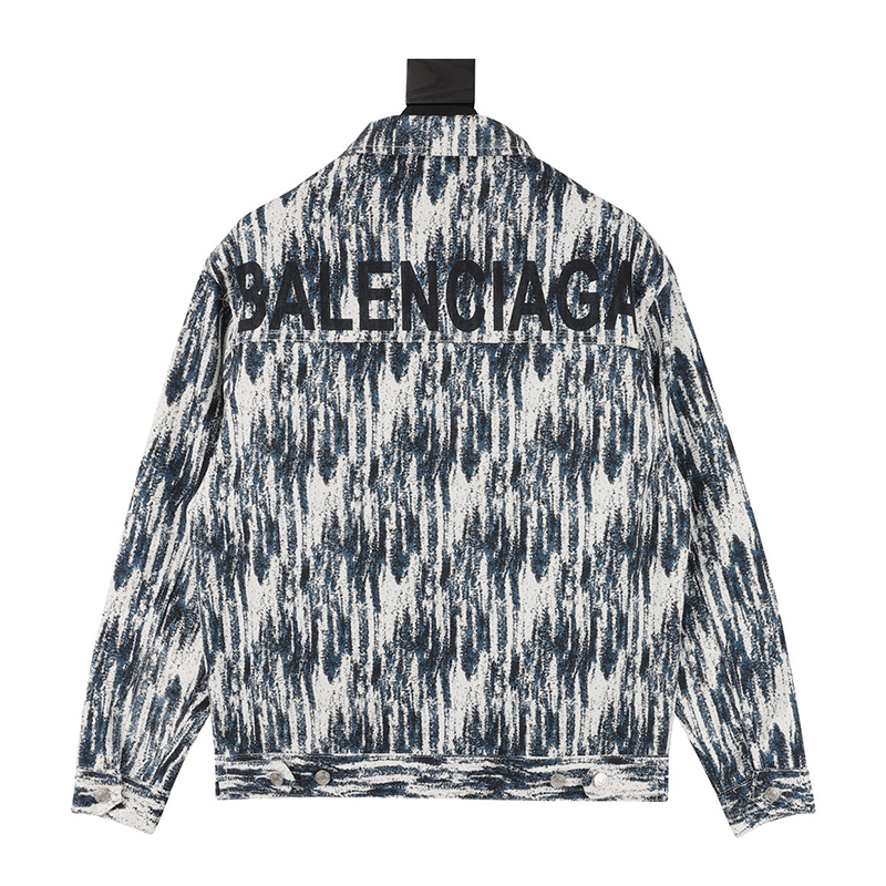 Balenciaga Jackets Tie-Dyed Back Letter Denim Coat for Men and Women