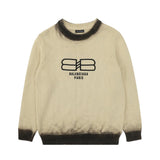 Balenciaga Sweater Tie-Dye Lock Knit Crew Neck Sweater Long Sleeve Pullover Thickened Lazy Style OS Loose Fit Jacket Unisex Same Style Inner Versatile Casual Top