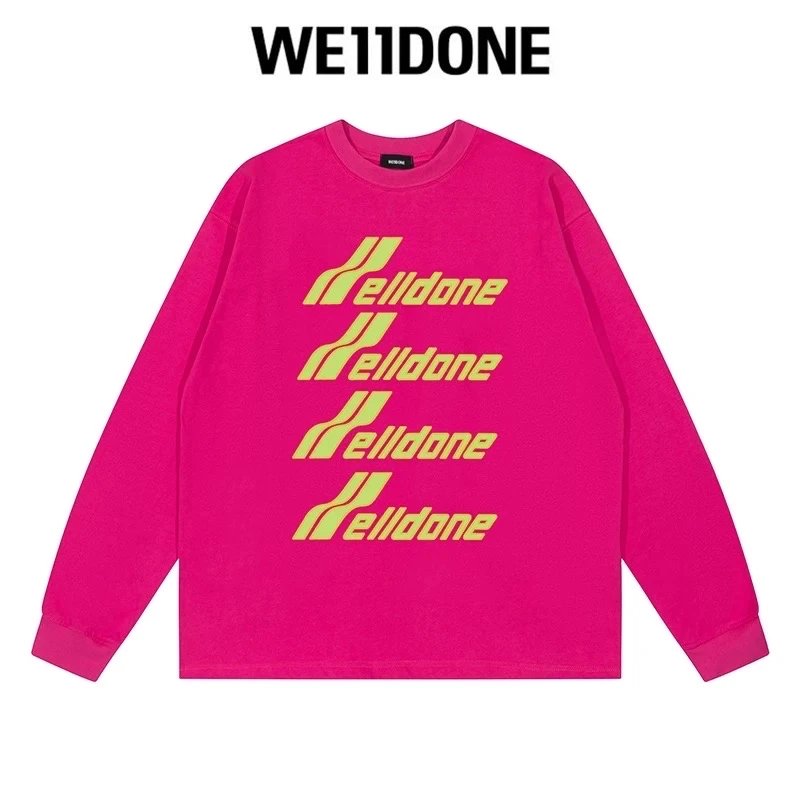 We11done Hoodie Top Version Zhao Lusi Yang Mi Long Sleeve T T-shirt Color Graffiti Letters Gradient Spring and Autumn