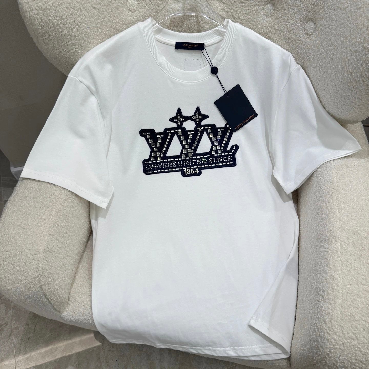 Louis Vuitton LV T-shirt Chest1854Rhinestone Letters logo round Neck Short Sleeve25ss New pure cotton T Unisex T-Shirt OS Loose Fit Base Shirt Top Half Sleeve T-Shirt