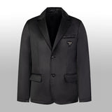 PRADA Jackets Autumn and Winter Thickened Cotton-Padded Lapel Suit Fabric Made of Recycled Nylon RE-Nylon Men's Business Casual Versatile Jacket