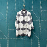 Louis Vuitton LV Shirt Clover Gradient logo Shijia Turn-down Collar Short Sleeve Shirt Versatile Business Unisex Casual Slim Fit Jacket