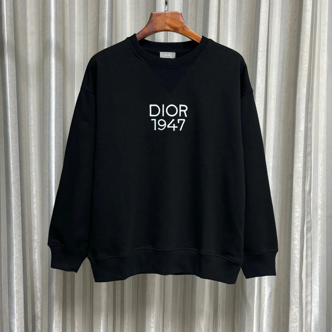 Dior Hoodie 24Fw Letters logo Embroidered Crewneck Sweatshirt Long Sleeve Base Shirt Outerwear Trendy Unisex Sports Casual Loose Fit Versatile Autumn Winter New Arrival