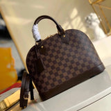 Louis Vuitton LV Women's Bag Top version Classic Chessboard Plaid Presbyopic Shell Bag Handbag Crossbody Shoulder Bag23New Water Ripple Cowhide Series New Handbag Shell Bag Women's Bag