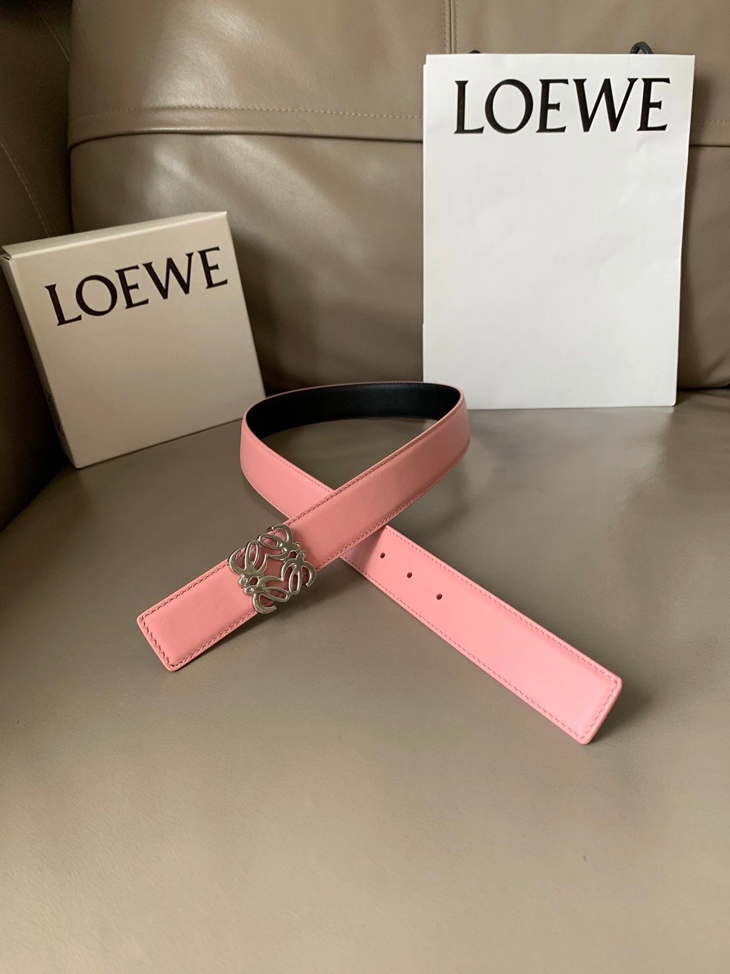 LOEWE Belt Top version Belt Genuine Cattlehide Leather Surface Original Single Original Single Double-Sided First Layer Original Cowhide3.2Women's Belt Man's Belt Men's Belt Business Casual Pants Belt Women's Business Casual Belt Belt Women's High-End Bel