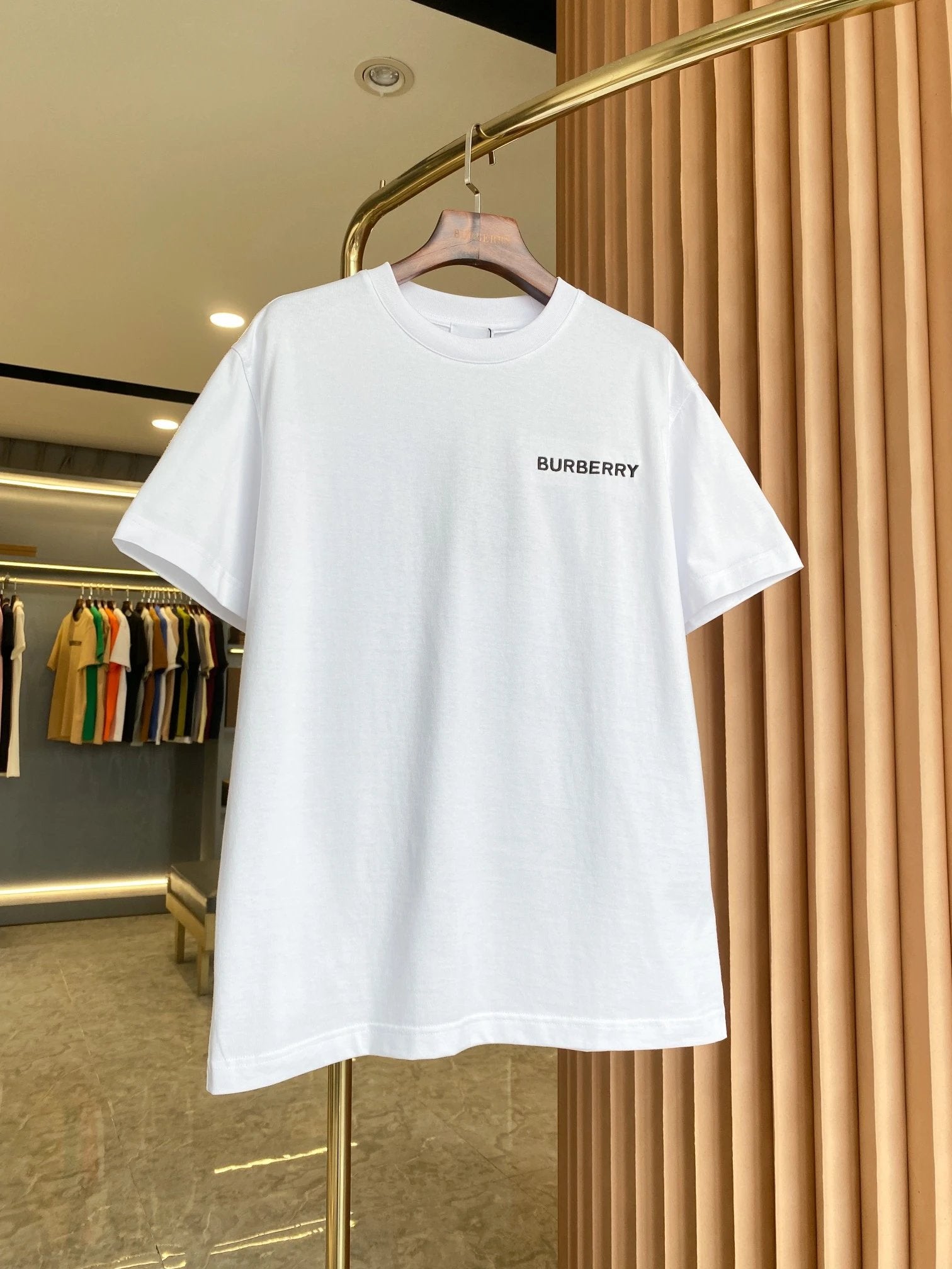 Burberry T-shirt Back TB Embroidery logo round Neck Short Sleeve25ss New Pure Cotton Unisex Style T Casual T-Shirt Base Layer Shirt OS Loose Fit Half Sleeve Top Plus Size
