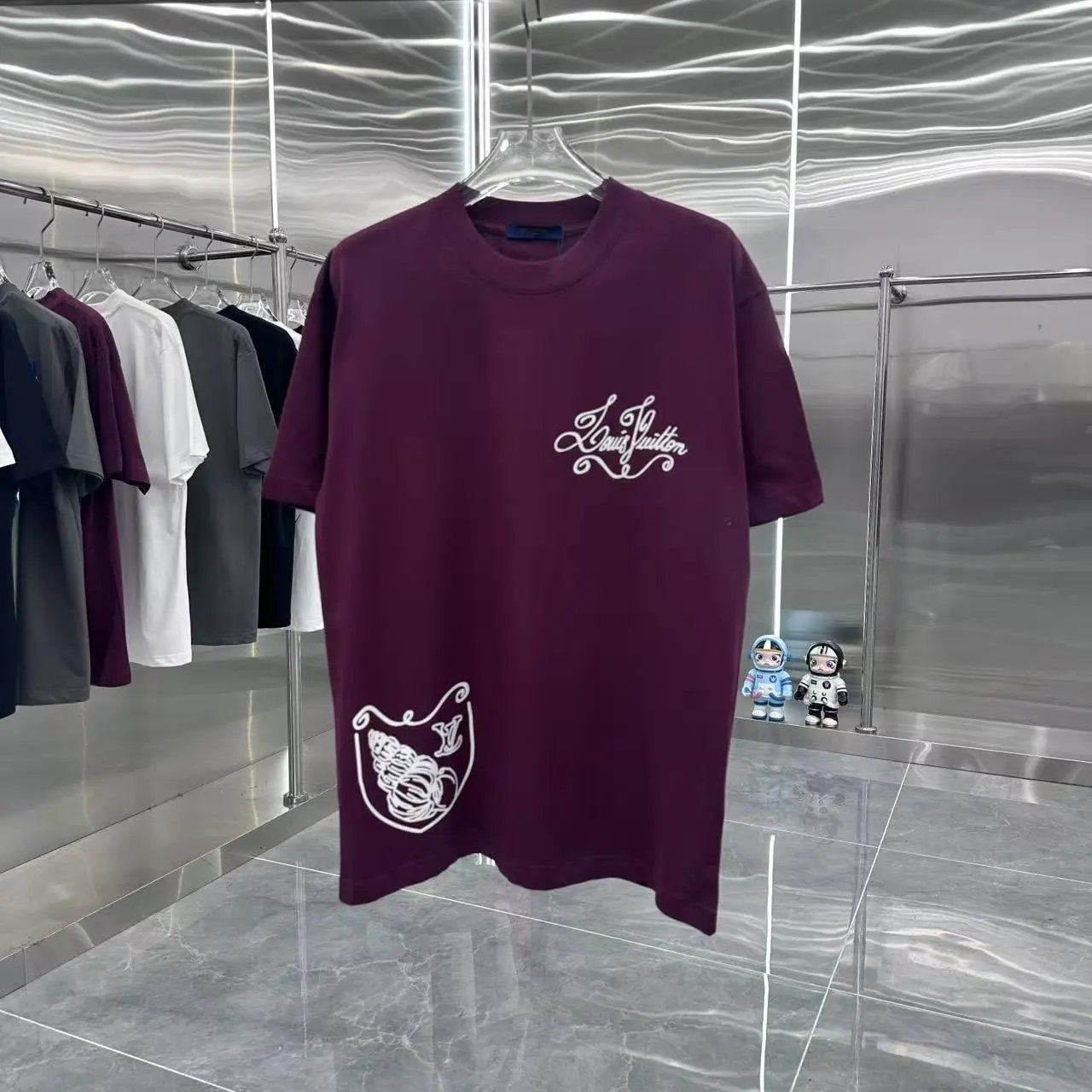Louis Vuitton LV T-shirt Back Flocking White Ink logo round Neck Short Sleeve25ss New pure cotton T Unisex T-Shirt OS Drop Shoulder Loose Fit Base Shirt Top T-Shirt Short Sleeve