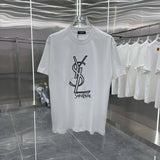 YSL T-shirt Chest Letter Embroidery logo round Neck Short Sleeve25ss New pure cotton T Unisex T-Shirt OS Loose Fit Base Shirt Top Half Sleeve T-Shirt