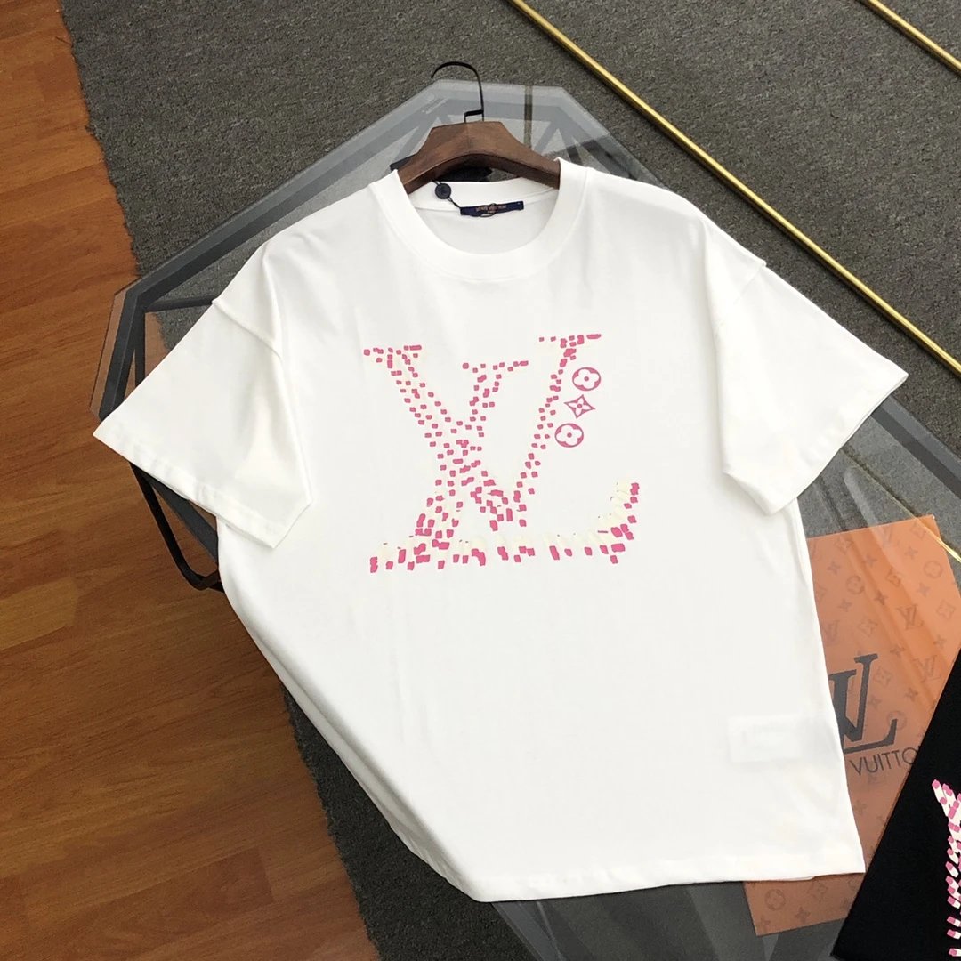 Louis Vuitton LV T-shirt Colorful Large Chest logo Round neck short-sleeve pure cotton T T-shirt ins Unisex Simple Summer New Casual Base Shirt B Home T-shirt