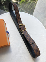 Louis Vuitton LV Belt Top version 【Counter Quality】The Most New Belt3.5cm Men's Belt Metal Buckle Men's Leather Belt with Classic Presbyopic Checkered Belt with Genuine Goods Packaging No Problem in and out of the Counter Versatile Casual Fashion Formal W