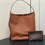 Louis Vuitton LV Women's Bag Top version 【Maximum Version】Duobao Leather Goods24s New M24974Brown 100% Leather Shopping Bag Series LowKeyHobo Medium Handbag hobo Tote Bag M24856Black M24974Brown M25022Beige