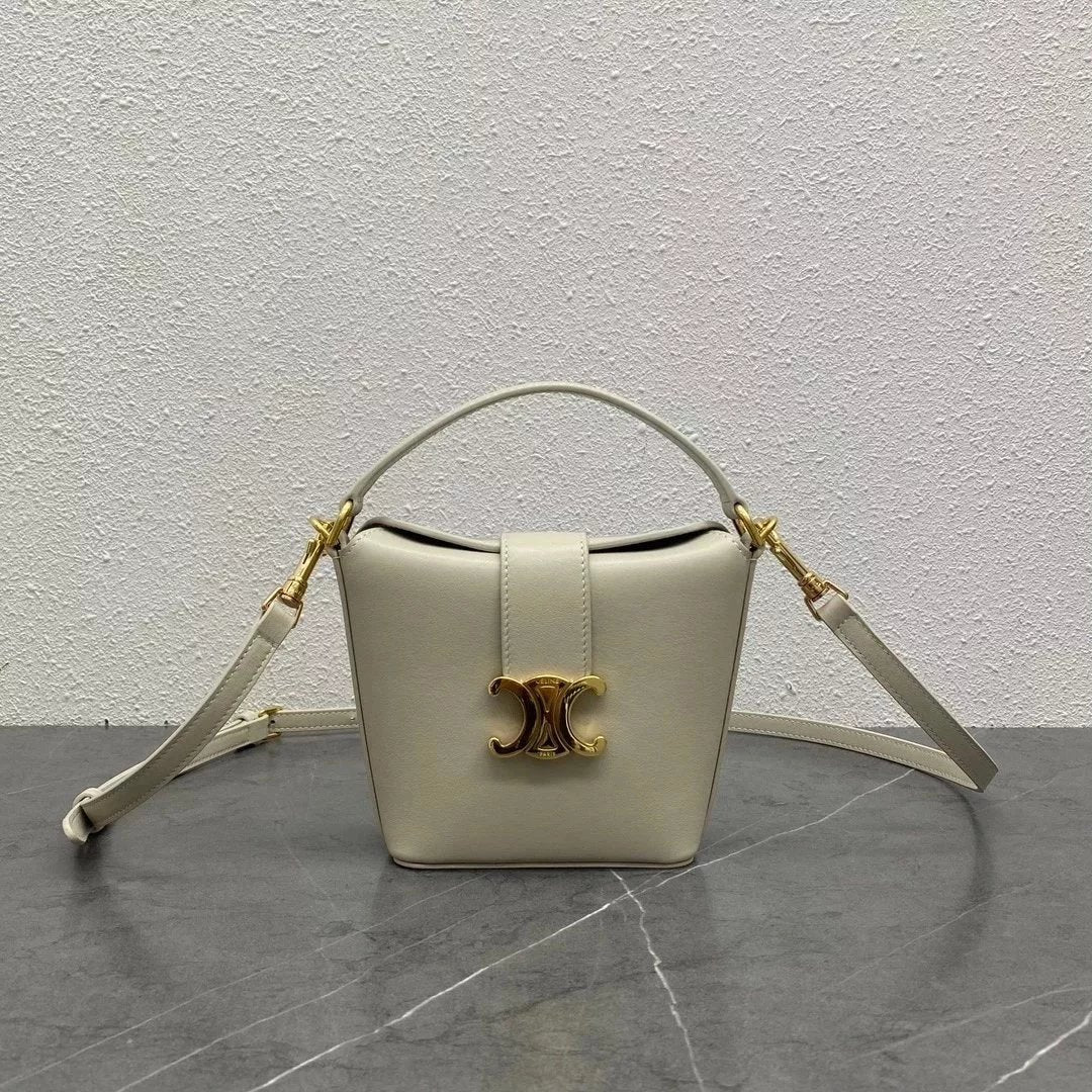 Celine women's bag Top version 【Original Leather】2024Early Spring New Mini Bucket Handbag Bucket Bag TRIOMPHE Arc De Triomphe Mini Cowhide Bucket Bag Bucket Bag100943