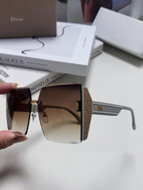Dior Sunglasses Square Rimless Sunglasses Slimming No Prescription Driving Beach Fishing Women's UV Protection25ss New Sports Casual Versatile