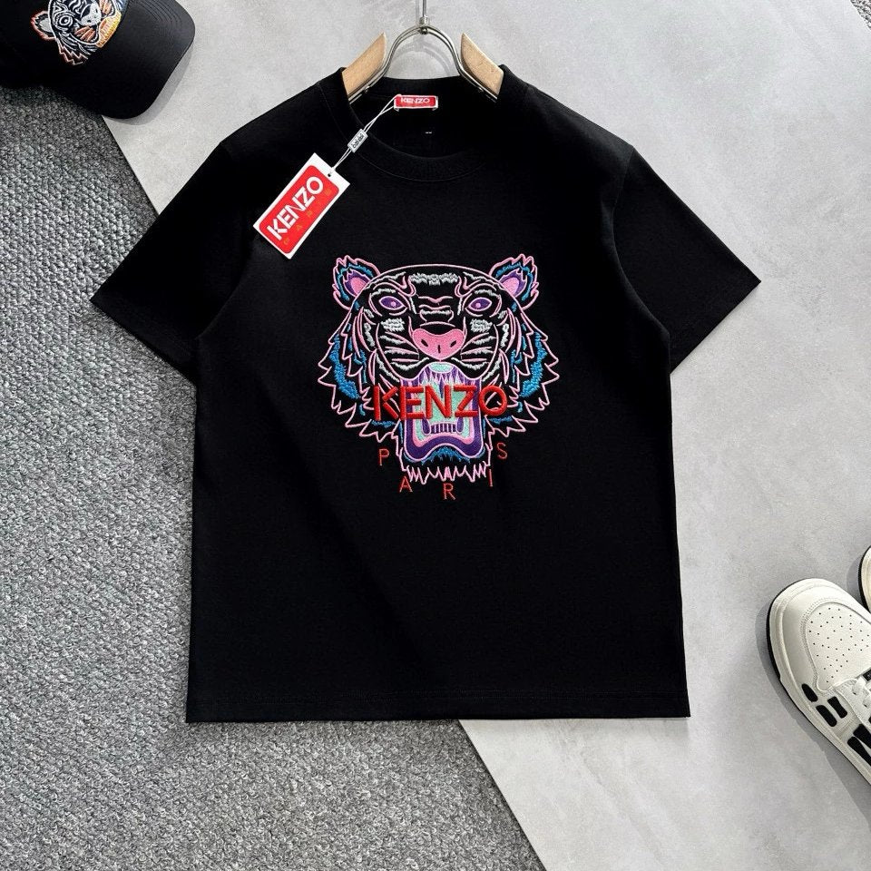 Kenzo T-shirt Top Version Tiger Head Embroidery Counter Same Style Pure Cotton Summer Men and Women Same Style Fashion Loose All-Matching2024New Short Sleeve T T-shirt