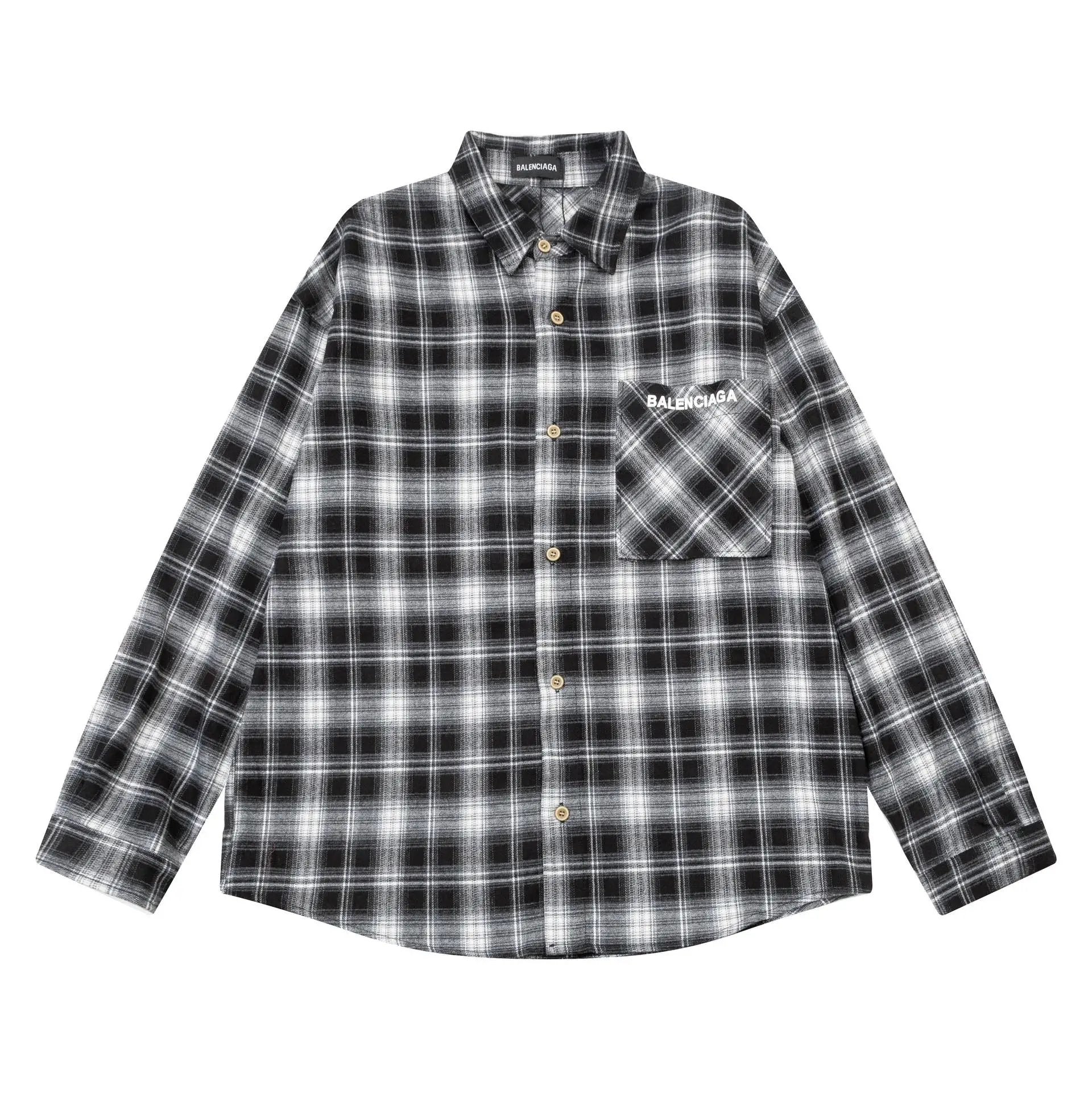 Balenciaga Shirt Brushed fleece with a large back logo Long Sleeve Shirt Inner and Outer Wear Unisex Vintage Jacket