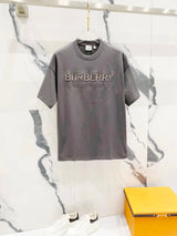 Burberry T-shirt Front Chest 3D Embossed Plaid Letters logo round Neck Short Sleeve25ss New pure cotton T Unisex T-Shirt OS Loose Fit Base Shirt Top Half Sleeve T-Shirt