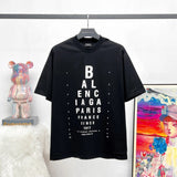 Balenciaga T-shirt Alphabet Vision Chart Print logo round Neck Short Sleeve25ss New Pure Cotton Unisex Style T T-shirt OS Loose Fit Base Shirt Top Half Sleeve T-Shirt